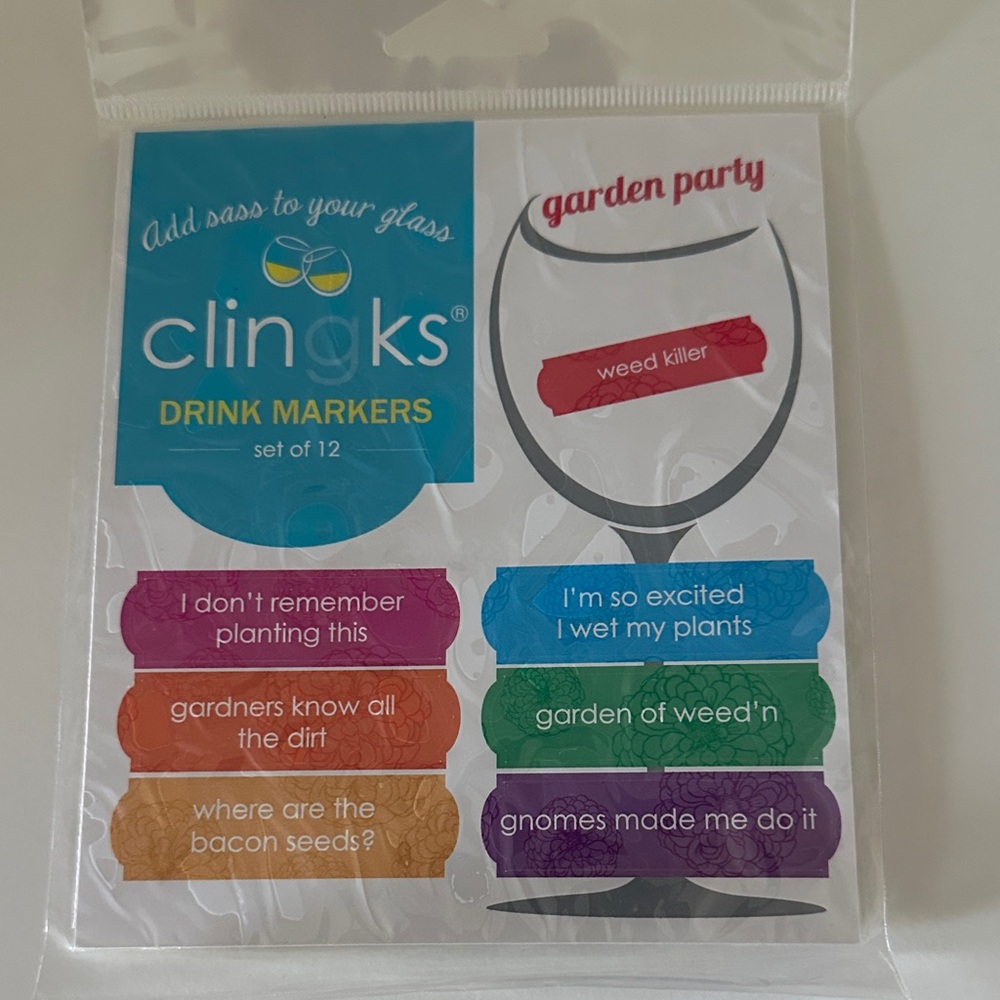 4 for $10 😎 Clingks Garden Party Drink Markers-Set of 12